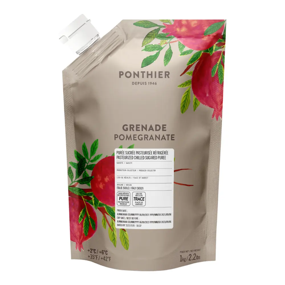 Lựu Nghiền Nhuyễn, Grenade, Pasteurized Chilled Sugared Puree Pomegranate (1kg) - PONTHIER