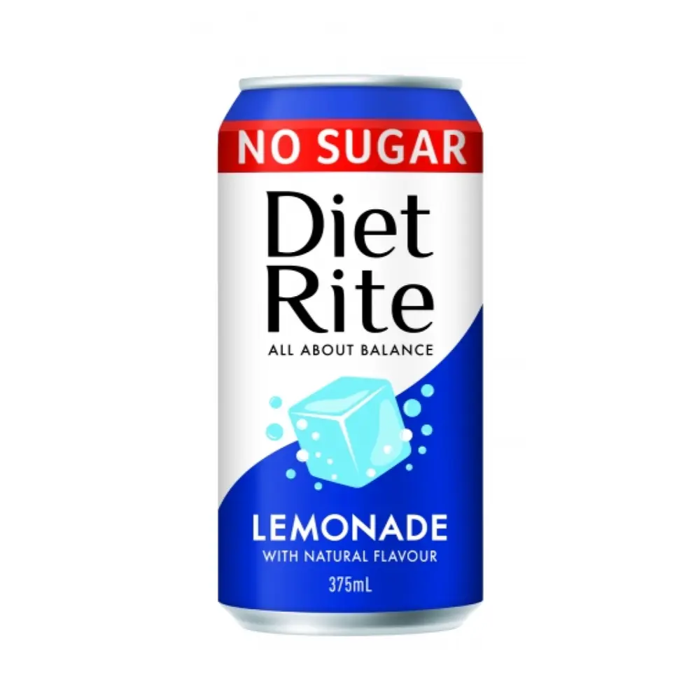 Nước Soda Chanh Không Đường, Lemonade, No Sugar Soft Drink (375ml) - DIET RITE