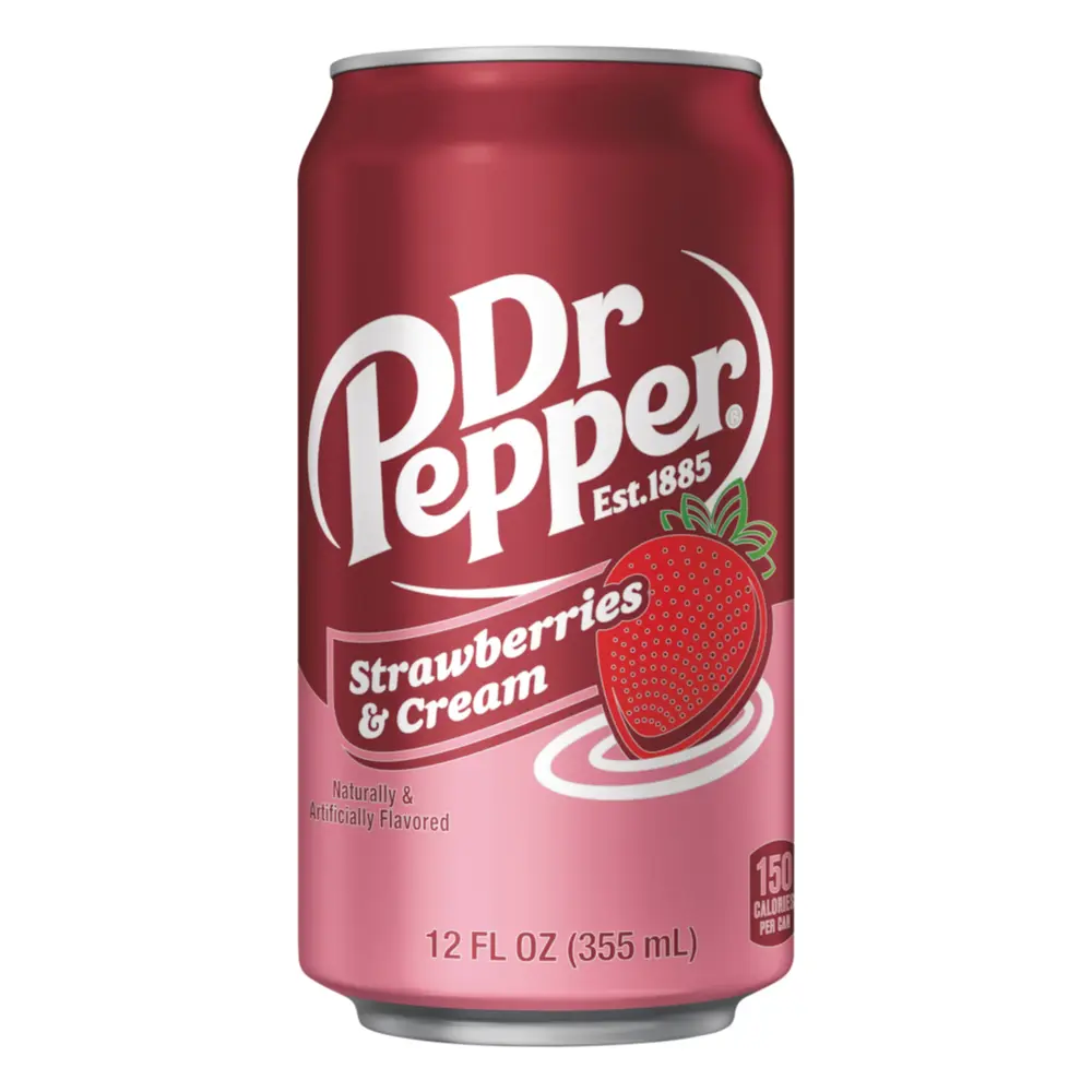 Nước Ngọt Có Ga Vị Dâu & Kem, Strawberries & Cream, 12 fl oz (355ml) - DR PEPPER
