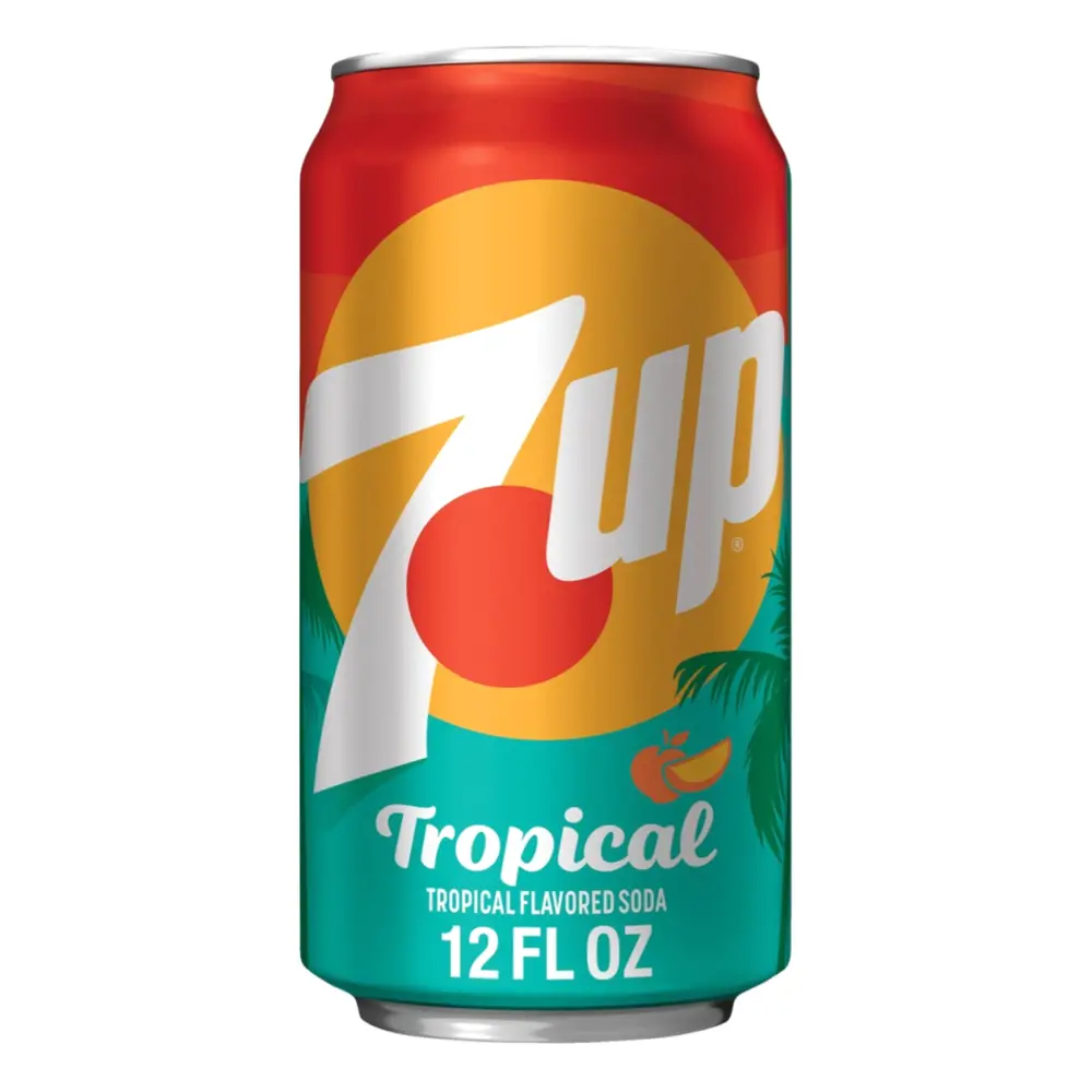 Nước Ngọt 7UP Vị Trái Cây Nhiệt Đới, Tropical Flavored Soda, Caffeine Free, 12 fl oz (355ml) - 7UP