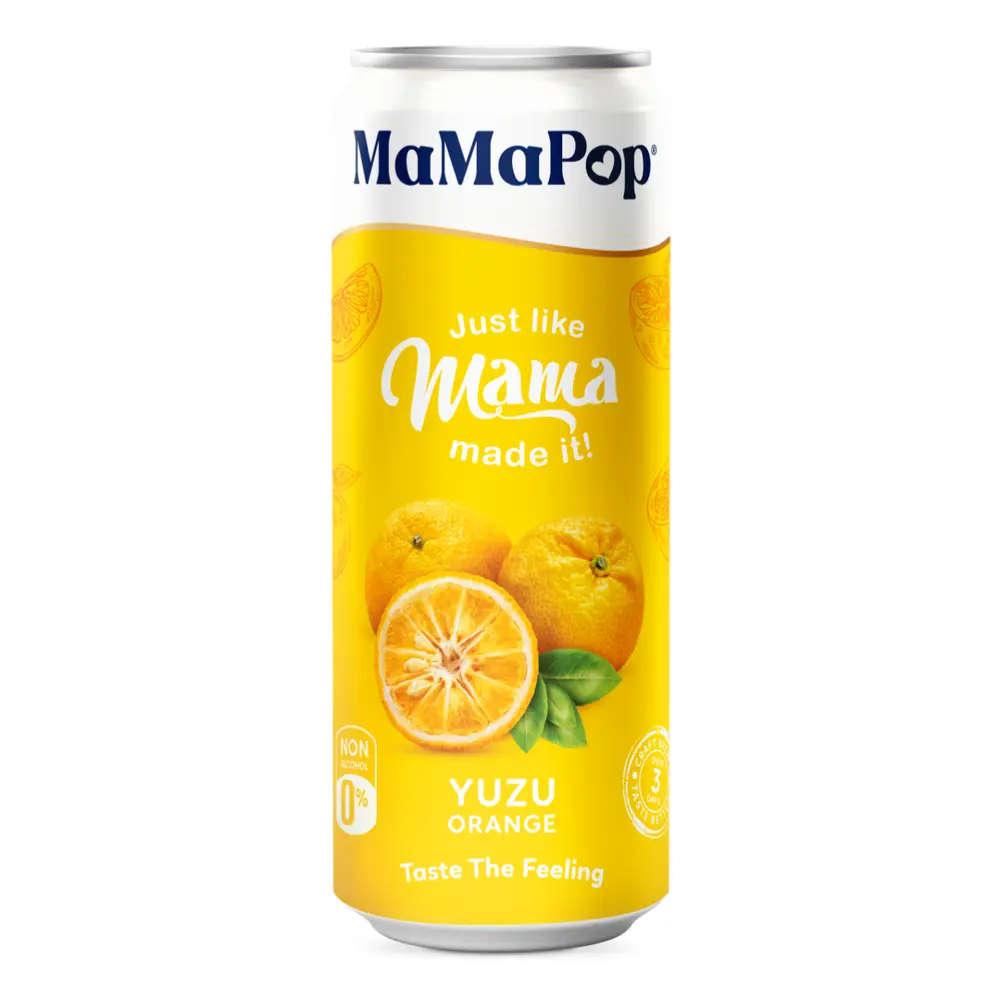 Nước Trái Cây Có Ga Vị Cam Yuzu, Sparkling Drink, Yuzu Orange (330ml) - MAMAPOP