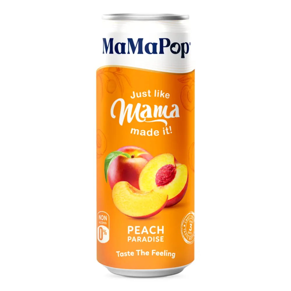 Nước Trái Cây Có Ga Vị Cam Đào, Sparkling Drink, Peach Paradise (330ml) - MAMAPOP