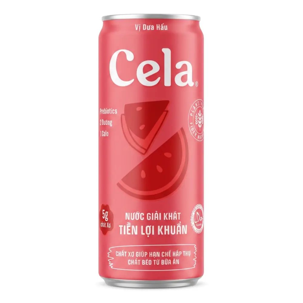 Nước Giải Khát Tiền Lợi Khuẩn Vị Dưa Hấu, CelaFIT Prebiotics Soda, Watermelon (320ml) - CELA