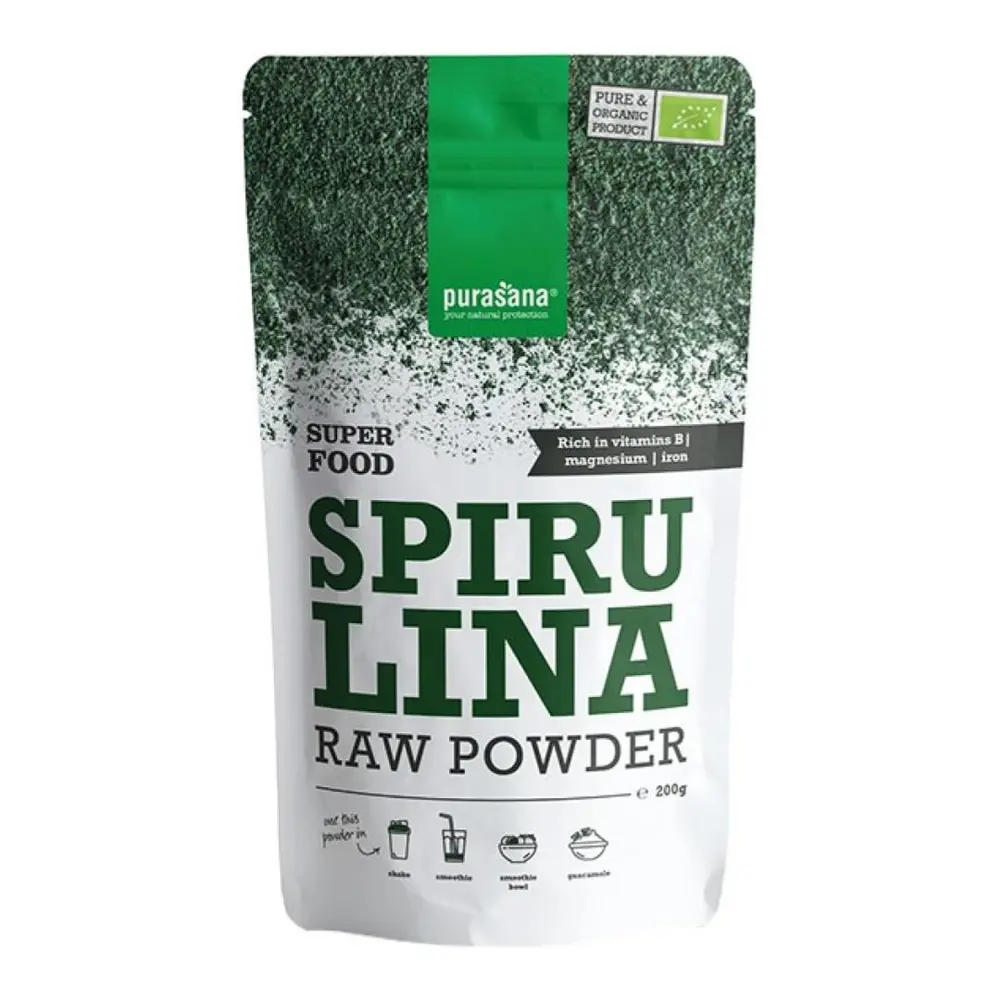 Bột Tảo Xoắn Hữu Cơ, Organic Spirulina Raw Powder (200g) - PURASANA