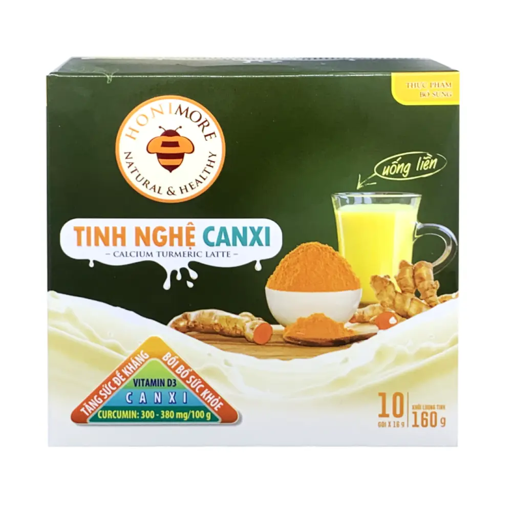 Tinh Nghệ Canxi, Calcium Turmeric Latte, 10 Gói (160g) - HONIMORE