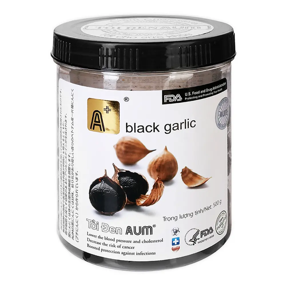 Tỏi Đen Cô Đơn Bóc Vỏ Hũ Nhựa, Peeled Black Garlic (500g) - AUM