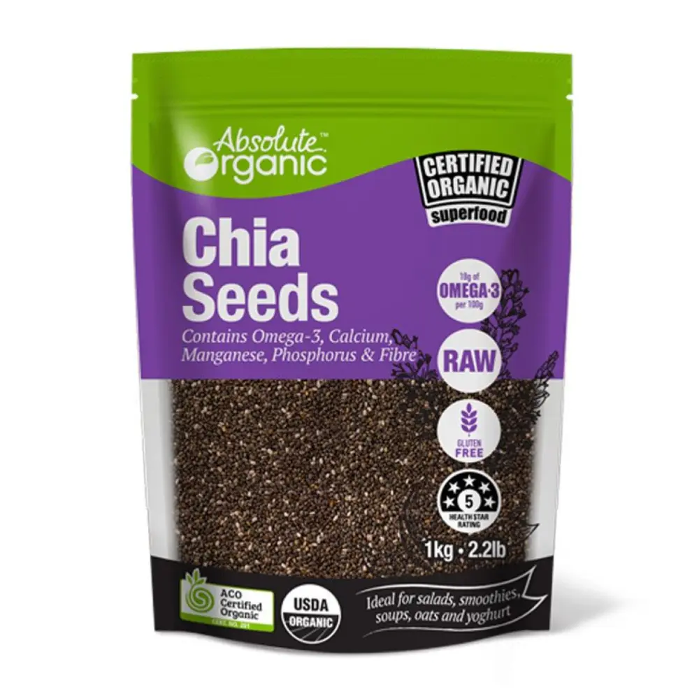 Hạt Chia, Raw Chia Seeds, 2.2 lb (1kg) - ABSOLUTE ORGANIC