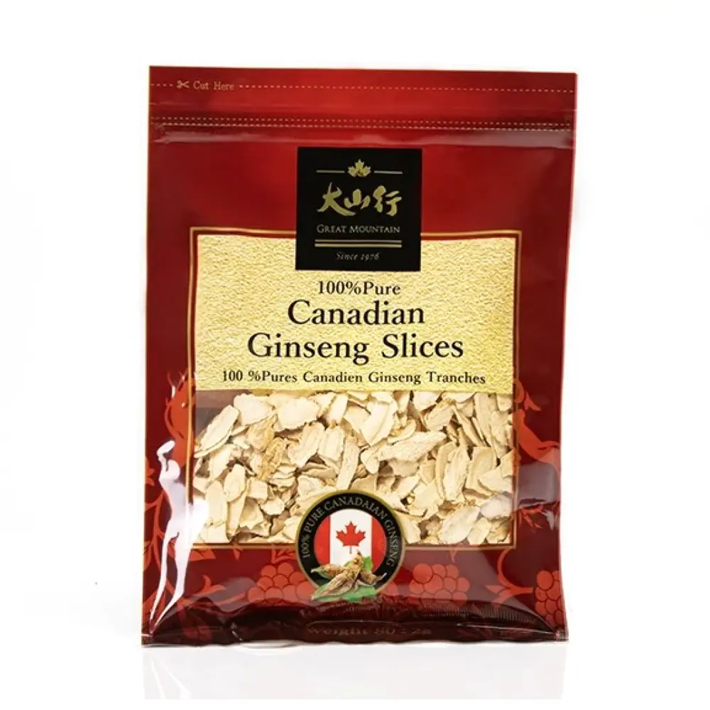 Nhân Sâm Thái Lát, 100% Pure Canadian Ginseng Slices (80g) - GREAT MOUNTAIN