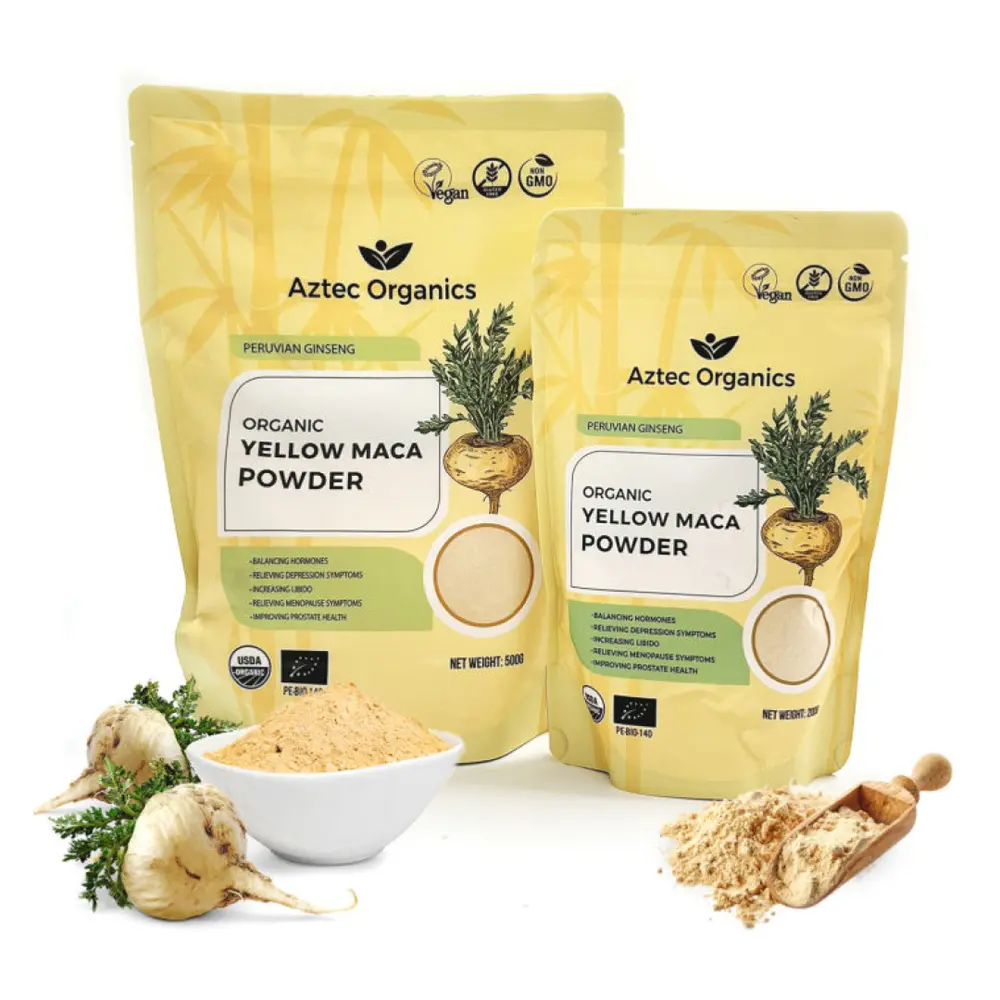 Bột Nhân Sâm Peru Vàng Hữu Cơ, Organic Yellow Maca Powder (200g) - AZTEC ORGANICS
