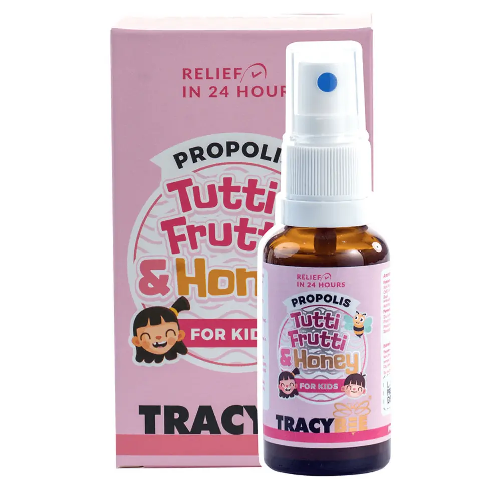 Keo Ong Vị Trái Cây Dạng Xịt Cho Bé, Propolis Tutti Frutti & Honey Spray for Kids (30ml) - TRACYBEE