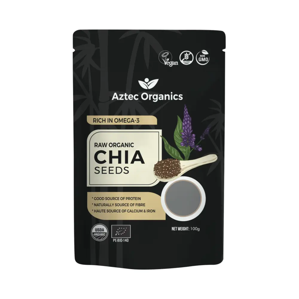 Hạt Chia Hữu Cơ, Raw Organic Chia Seeds (100g) - AZTEC ORGANICS