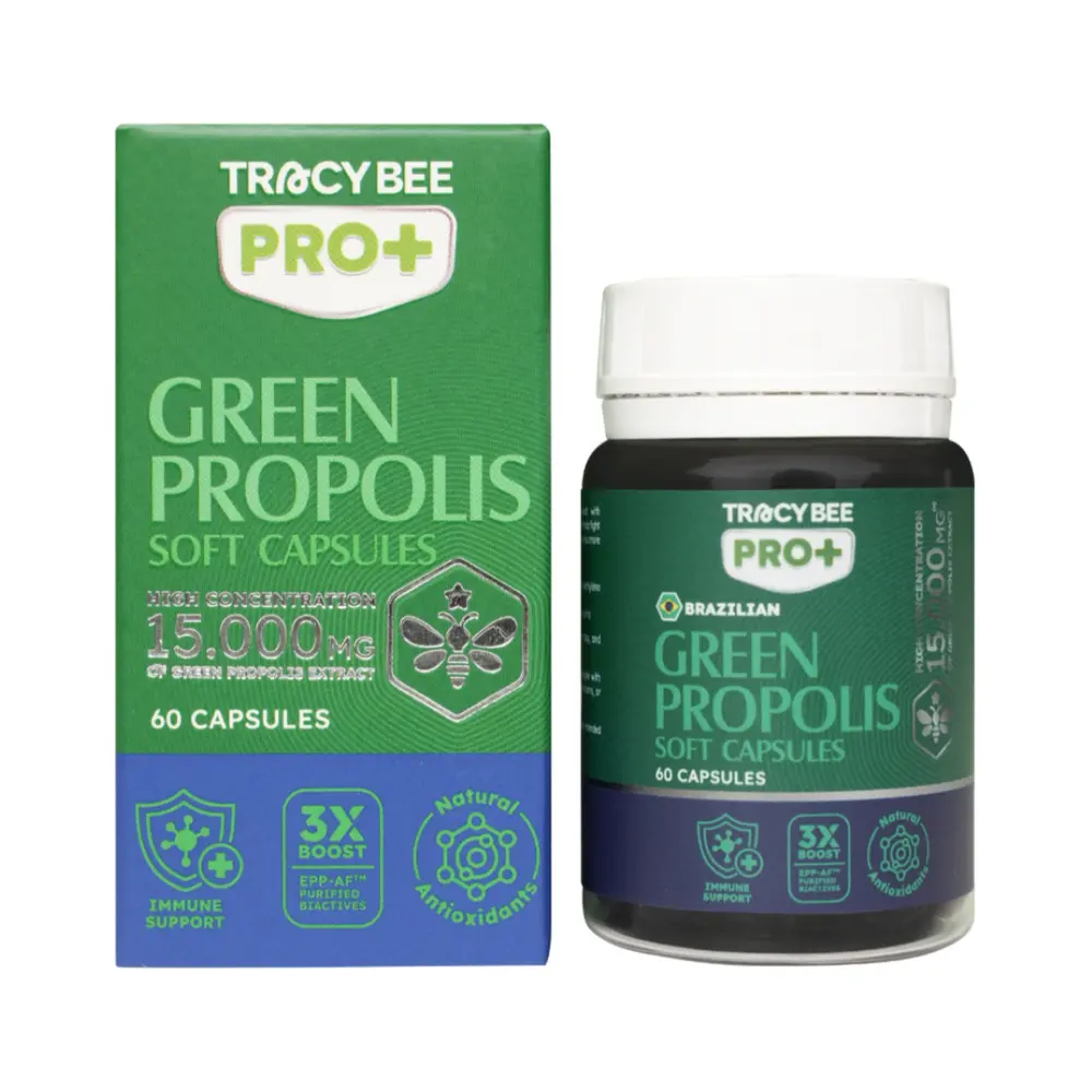 Keo Ong Xanh Dạng Viên, Brazillian Green Propolis Soft Capsules, 60 Viên (25.5g) - TRACYBEE