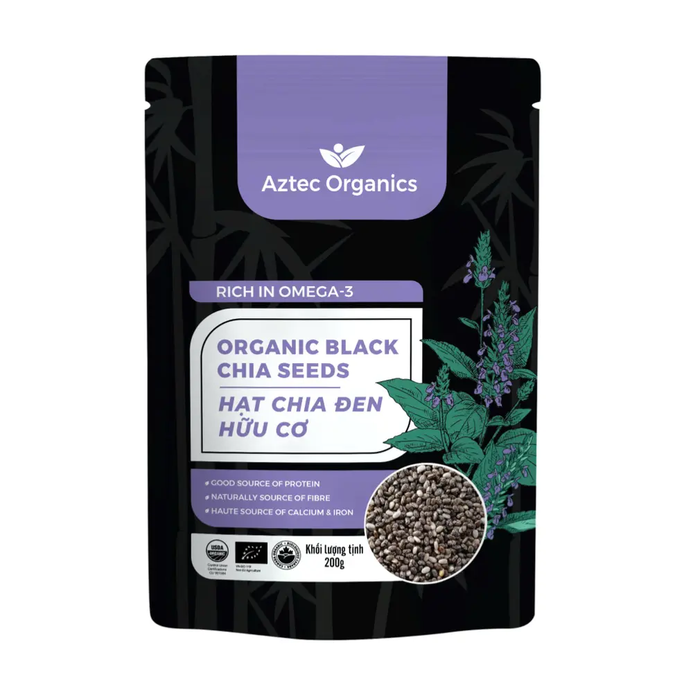 Hạt Chia Đen Hữu Cơ, Organic Black Chia Seeds (200g) - AZTEC ORGANICS
