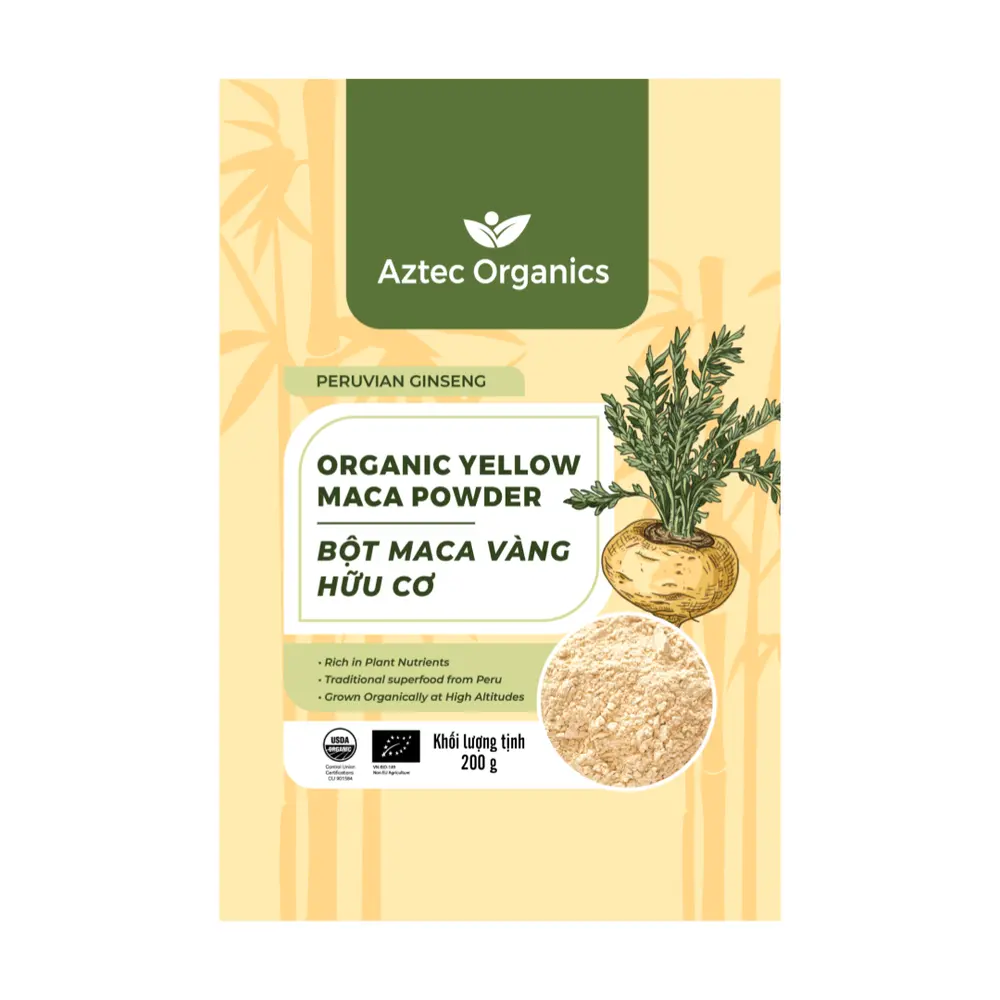 Bột Maca Vàng Hữu Cơ, Peruvian Ginseng, Organic Yellow Maca Powder (200g) - AZTEC ORGANICS