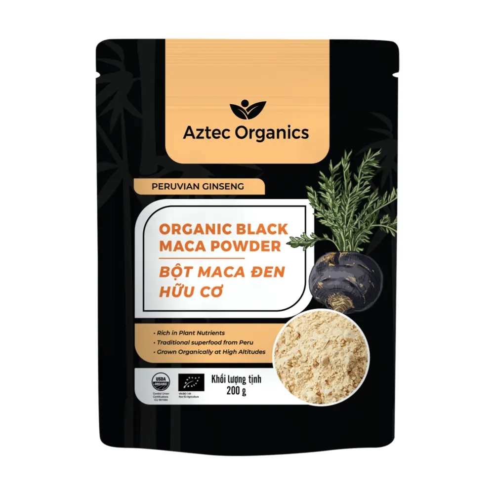 Bột Maca Đen Hữu Cơ, Peruvian Ginseng, Organic Black Maca Powder (200g) - AZTEC ORGANICS