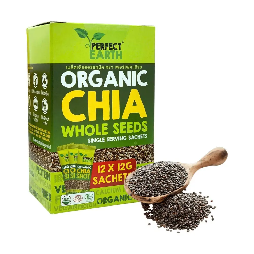Hạt Chia Hữu Cơ, Organic Chia Whole Seeds, 12 Gói (144g) - PERFECT EARTH