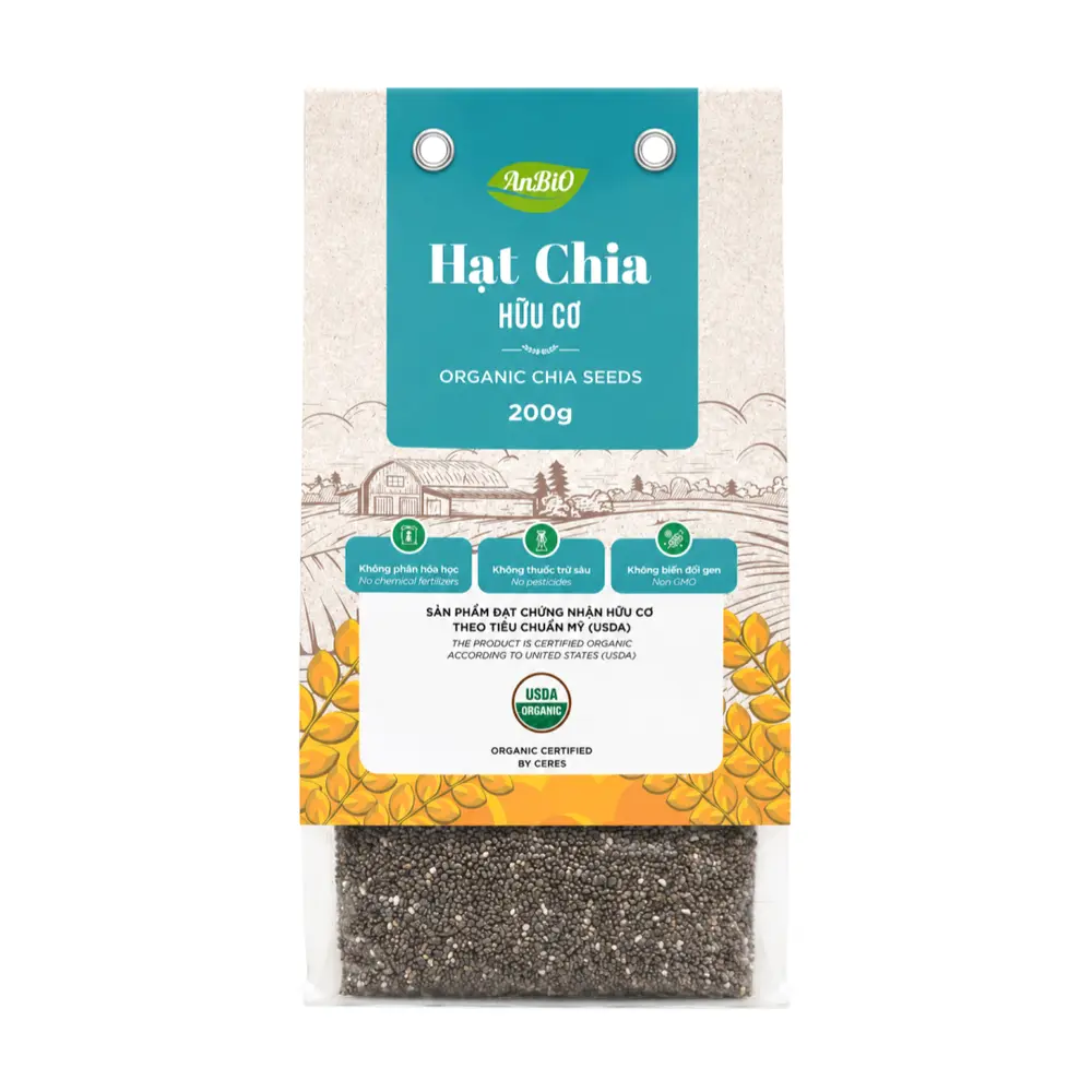 Hạt Chia Hữu Cơ, Organic Chia Seeds (200g) - ANBIO