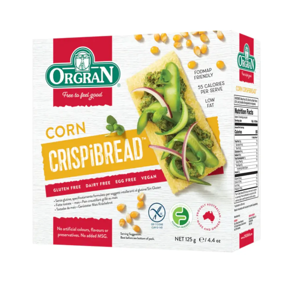 Bánh Ngô Giòn, Corn Crispibread, Gluten Free, 4.4 oz (125g) - ORGRAN