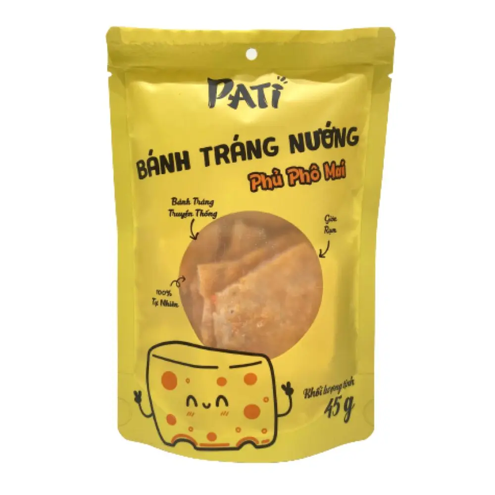 Bánh Tráng Nướng Phủ Phô Mai, Grilled Rice Cracker, Cheese (45g) - PATI