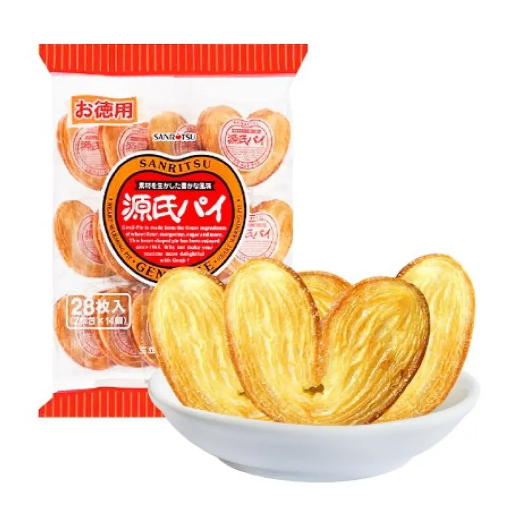Bánh Mì Bơ Nướng Hình Trái Tim, Genji-Pie, French Palmier Cookies, 26 Cái (294g) - SANRITSU