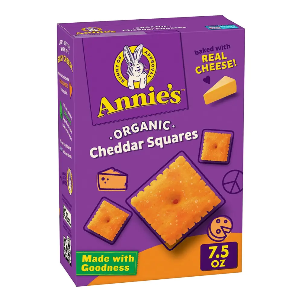 Bánh Quy Giòn Phô Mai Hữu Cơ, Organic Cheddar Squares, Baked Crackers, 7.5 oz (213g) - ANNIE'S HOMEGROWN