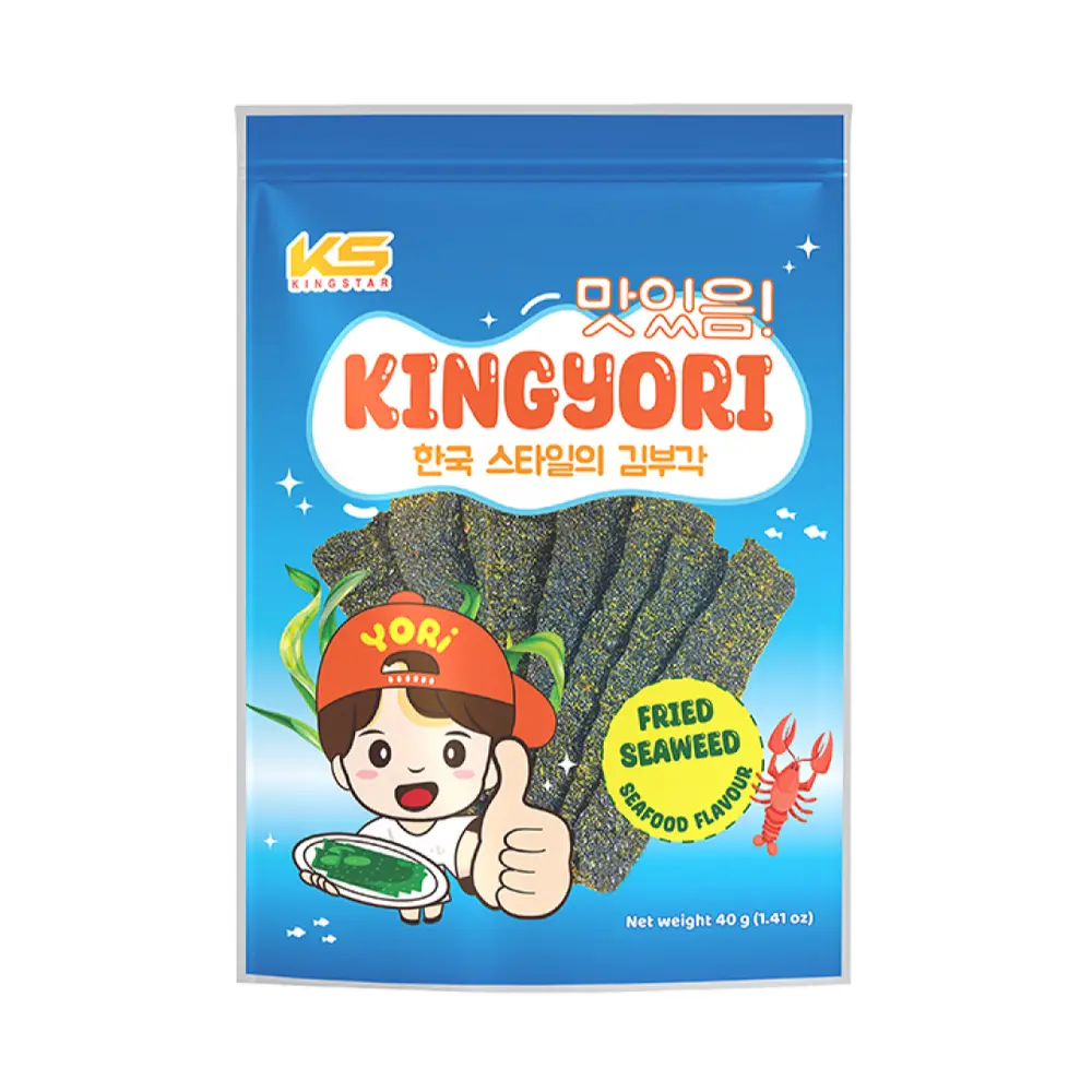 Tảo Chiên Vị Hải sản, Kingyori, Fried Seaweed, Seafood Flavour, 1.41 oz (40g) - KINGSTAR
