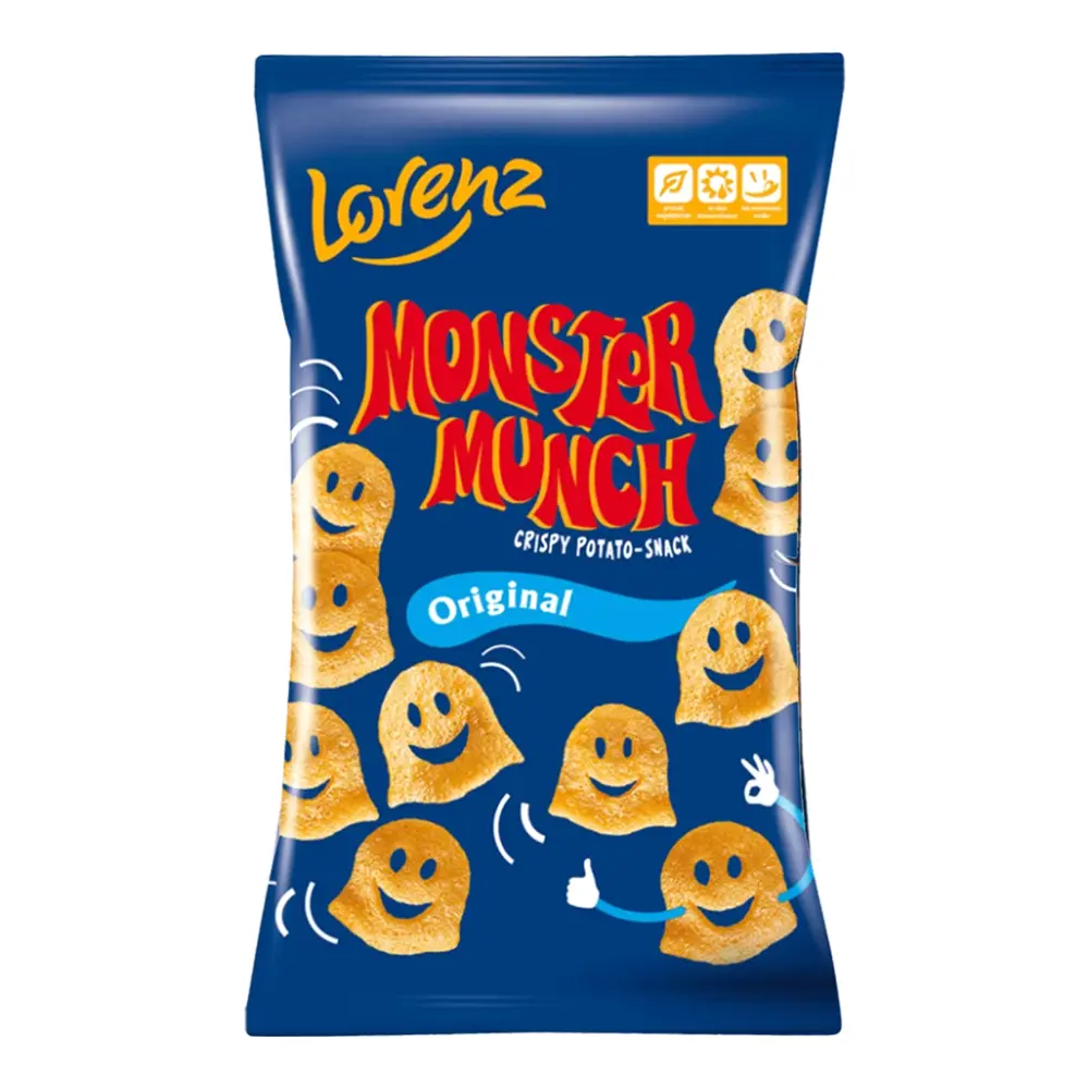 Snack Khoai Tây Hình Mặt Cười, Monster Munch, Crispy Potato Snack, Original (75g) - LORENZ