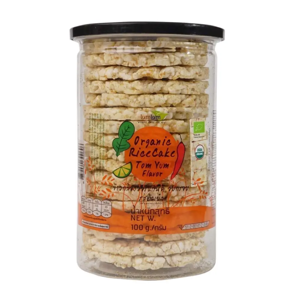 Bánh Gạo Lứt Tom Yum Hữu Cơ, Organic Rice Cake, Tom Yum Flavor (100g) - LUMLUM