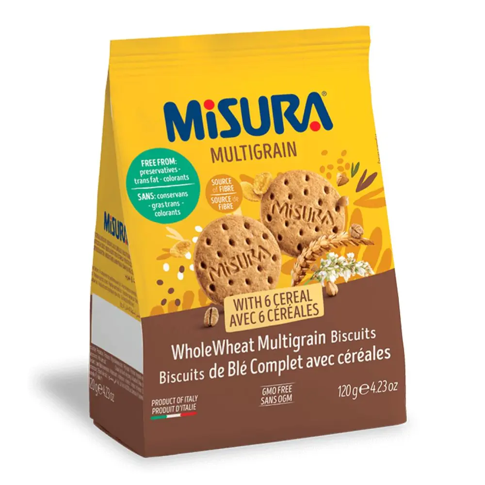 Bánh Quy Ngũ Cốc, Whole Wheat Multigrain Biscuits, with 6 Cereal, 4.23 oz (120g) - MISURA