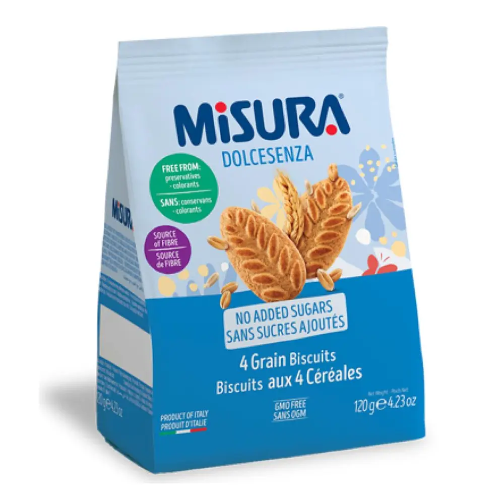Bánh Quy Ngũ Cốc Không Đường, 4 Grain Biscuits, 4.23 oz (120g) - MISURA