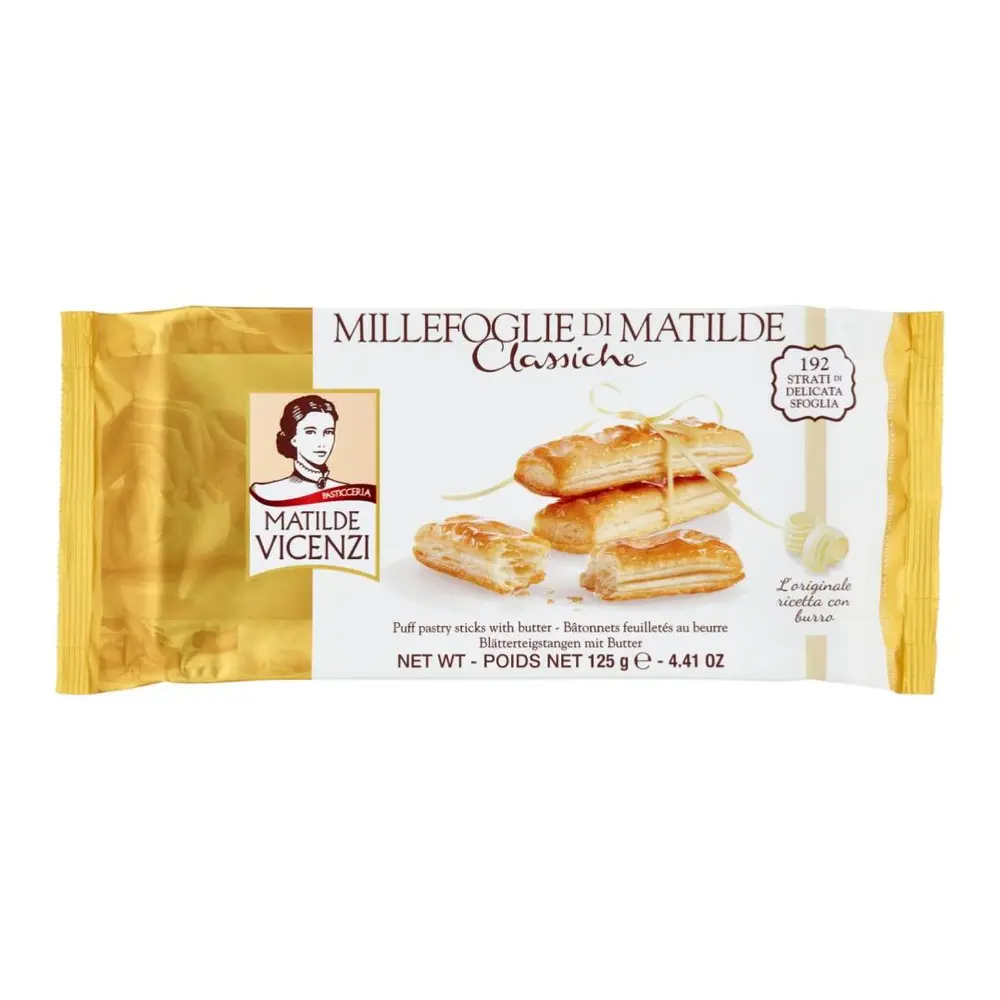 Bánh Puff Pastry Vị Bơ, Millefoglie D`Italia Classiche, Puff Pastry Sticks with Butter, 4.41 oz (125g) - MATILDE VICENZI