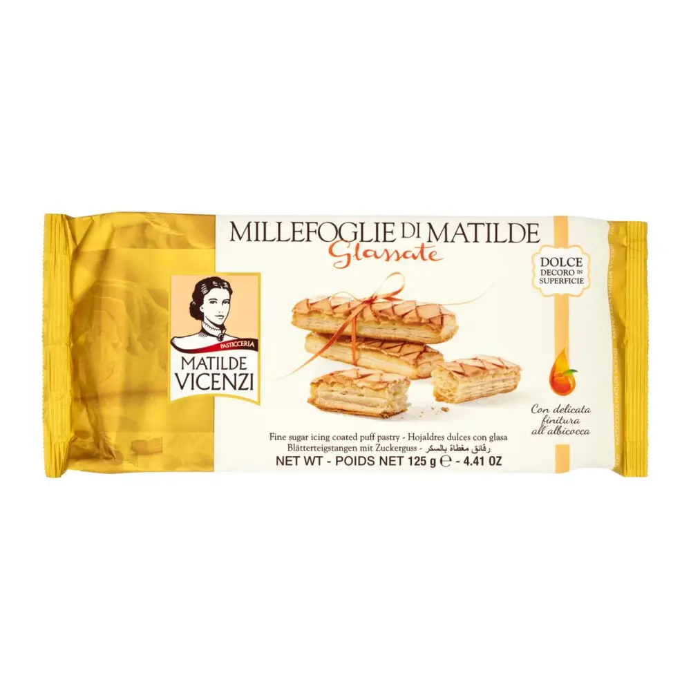 Bánh Puff Pastry Phủ Đường, Millefoglie D`Italia Glassate, Fine Sugar Icing Coated Puff Pastry, 4.41 oz (125g) - MATILDE VICENZI
