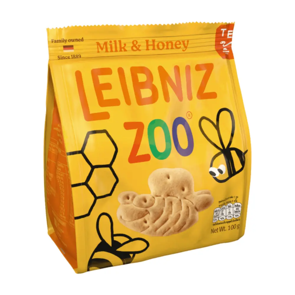 Bánh Quy Sữa & Mật Ong Hình Gấu & Ong, Leibniz, Zoo, Bears & Bees, Milk & Honey Biscuits (100g) - BAHLSEN
