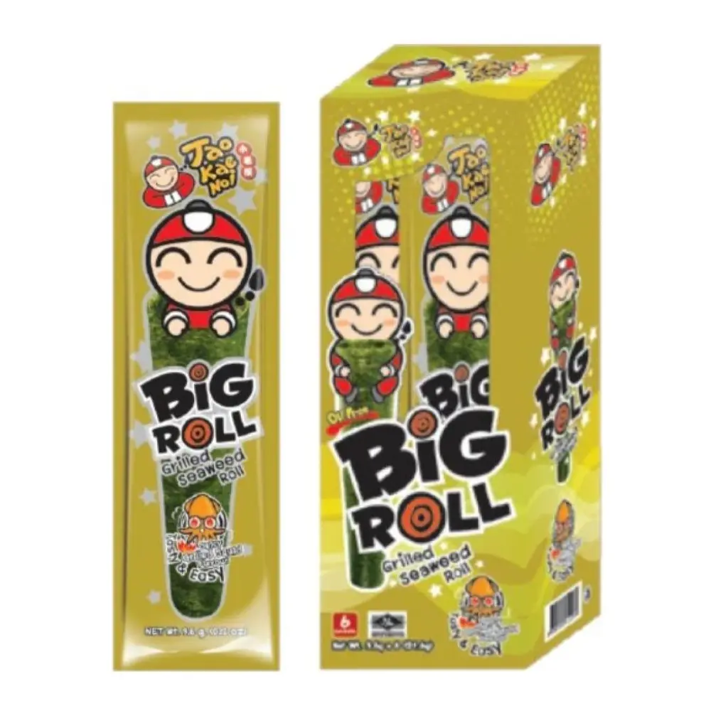 Rong Biển Cuộn Vị Mực Cay, Big Roll, Grilled Seaweed Roll, Spicy Grilled Squid, 6 Gói, 0.63 oz (18g) - TAO KAE NOI