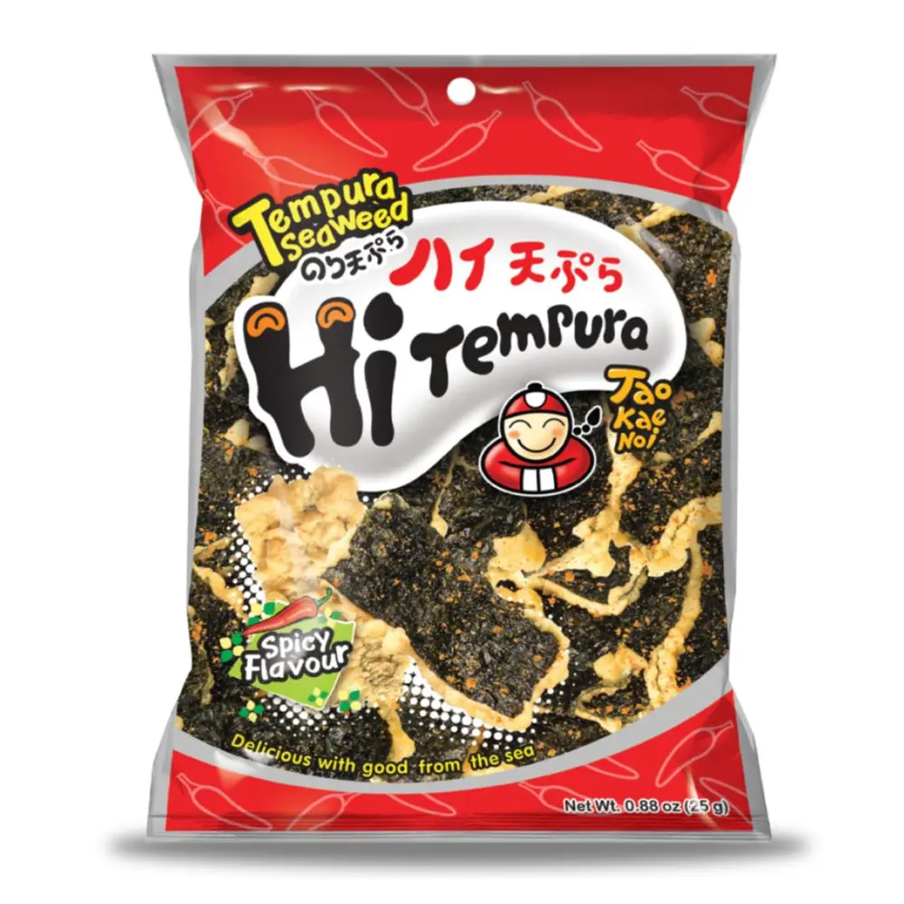 Snack Rong Biển Chiên Bột Vị Cay, Tempura Seaweed, Spicy, 0.88 oz (25g) - TAO KAE NOI