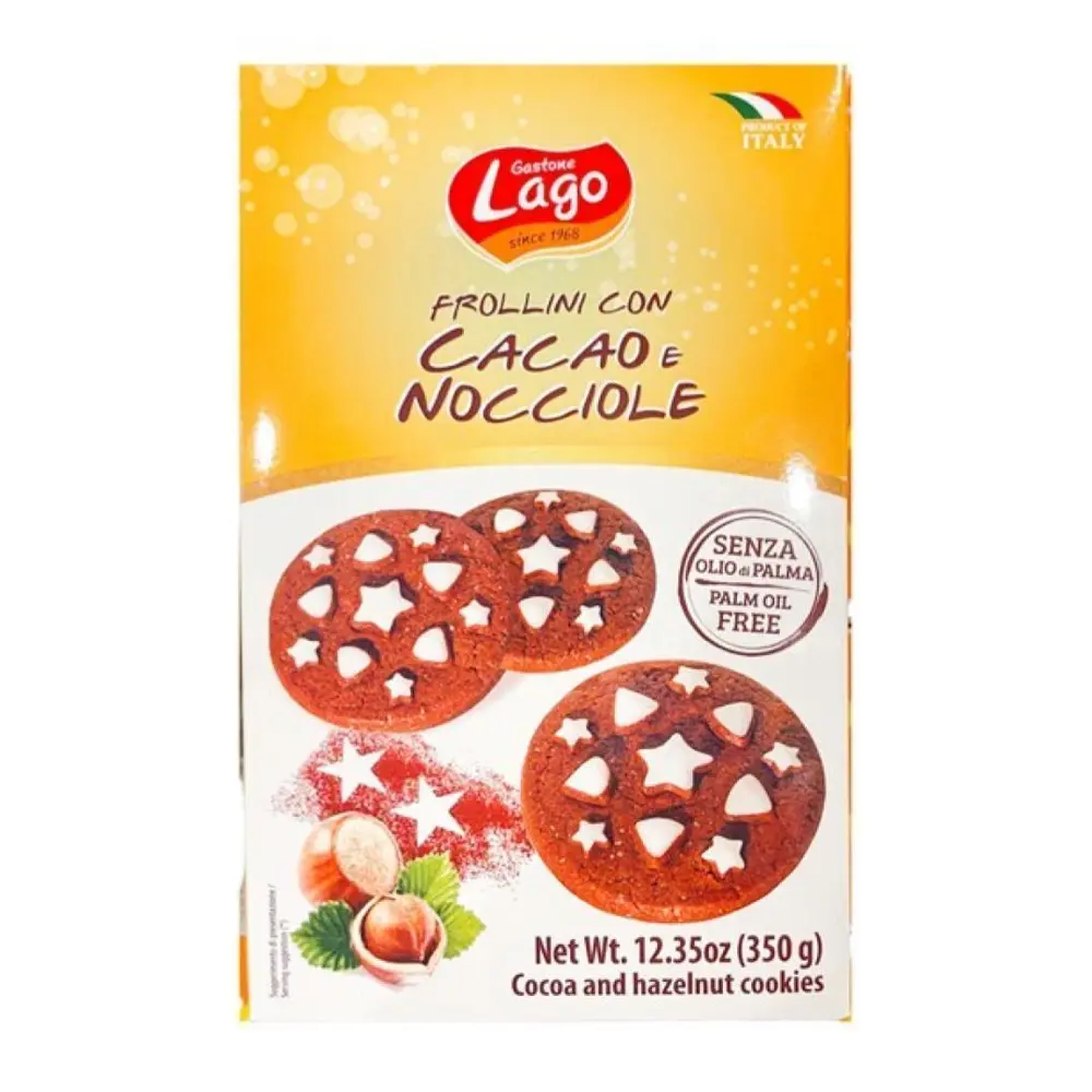 Bánh Quy Socola Hạt Phỉ, Frollini con Cacao & Nocciole, Cocoa & Hazelnut Cookies, 12.35 oz (350g) - LAGO