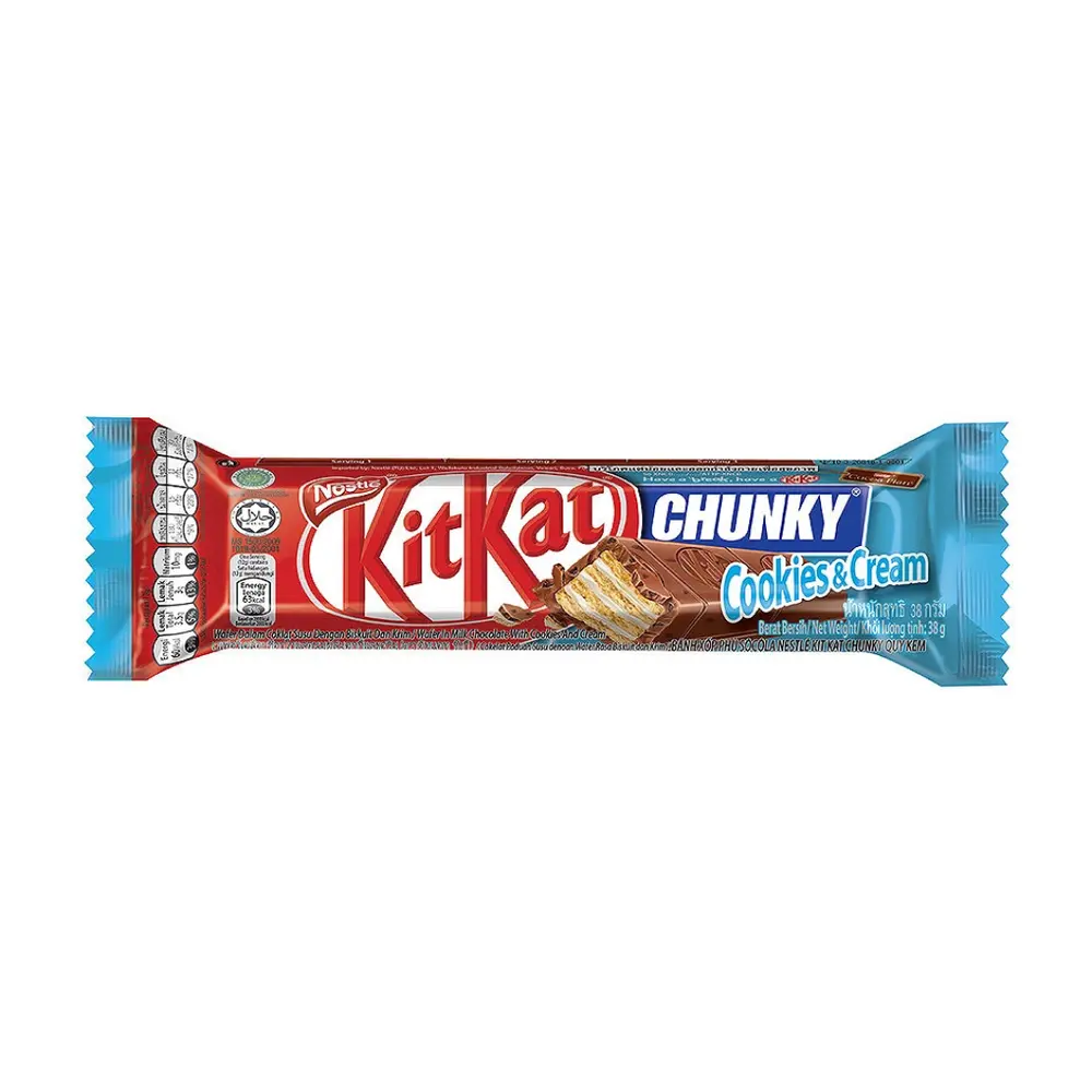 Bánh Xốp Phủ Socola Cookie, Chunky, Wafer in Milk Chocolate with Cookie & Cream (38g) - KITKAT