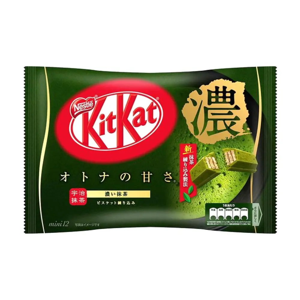Bánh Xốp Mini Phủ Socola Trà Xanh, Mini Crisp Wafer in Strong Green Tea Coating, 12 Thanh (136g) - KITKAT