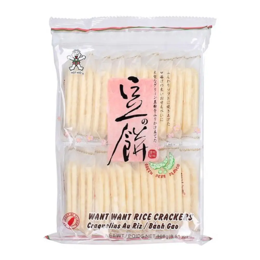 Bánh Gạo Vị Đậu Xanh, Rice Crackers, Green Pea Flavor, 3.81 oz (108g) - WANT WANT