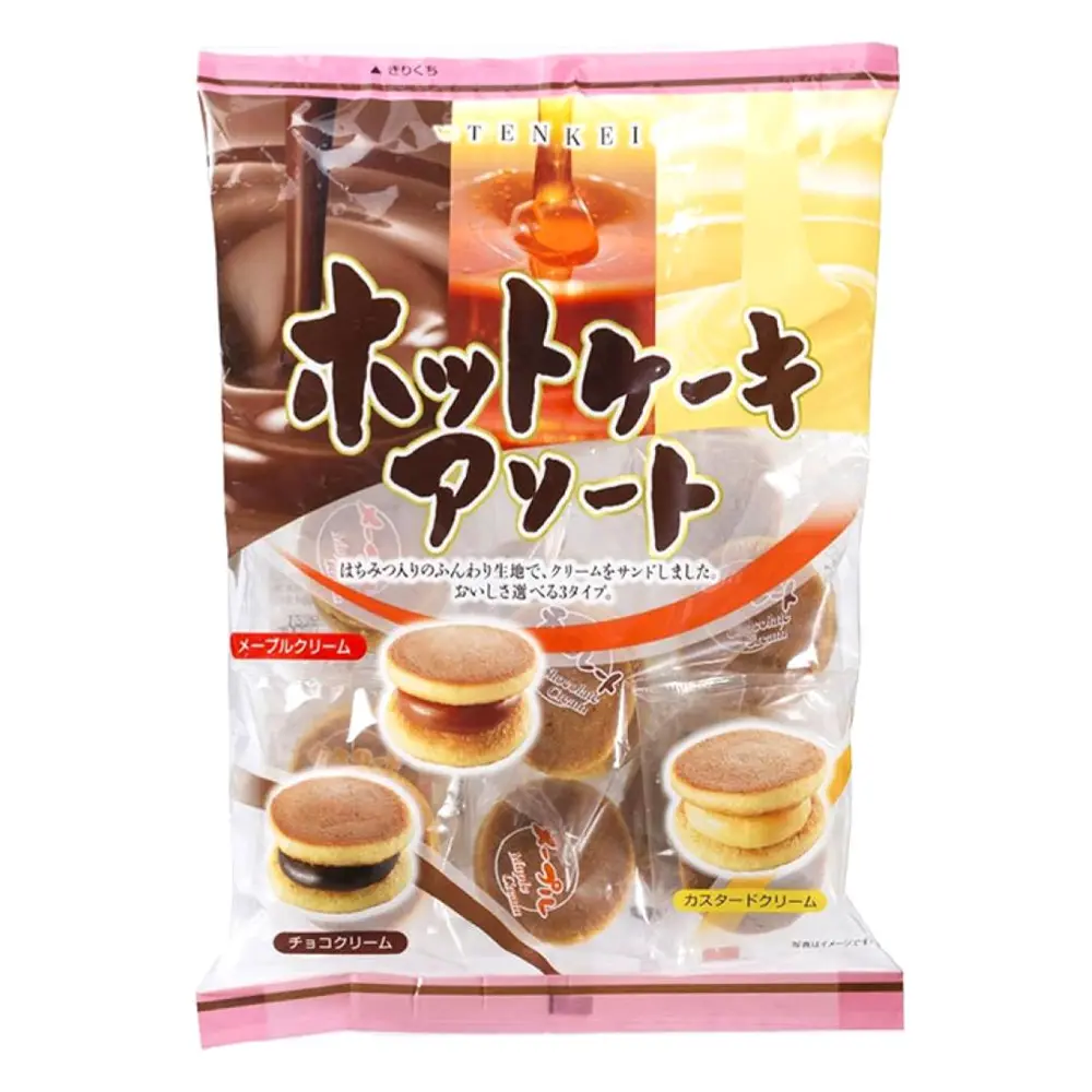Bánh Rán Nhân Kem Trứng, Socola, Lá Phong, Dorayaki Assort, Custard, Chocolate & Maple Cream, 12 Cái (175g) - TENKEI