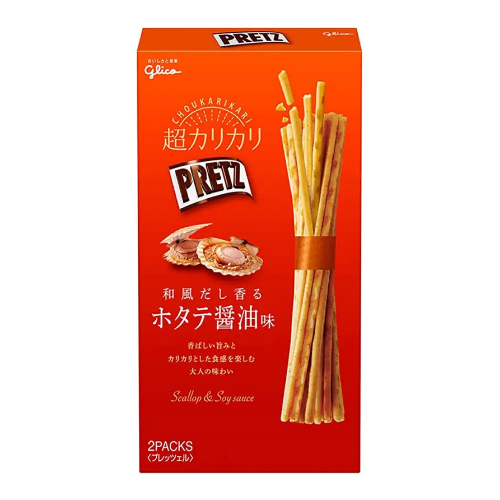 Bánh Que Vị Sò Điệp & Tương, Choukarikari, Super Crispy Pretz, Scallop & Soy Sauce, 2 Gói (55g) - GLICO