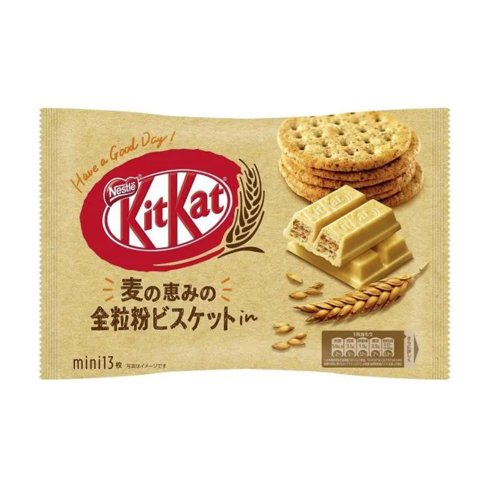 Bánh Xốp Nguyên Cám Phủ Socola Trắng, Mini Whole Grain Biscuits in White Chocolate, 11 Thanh (135g) - KITKAT
