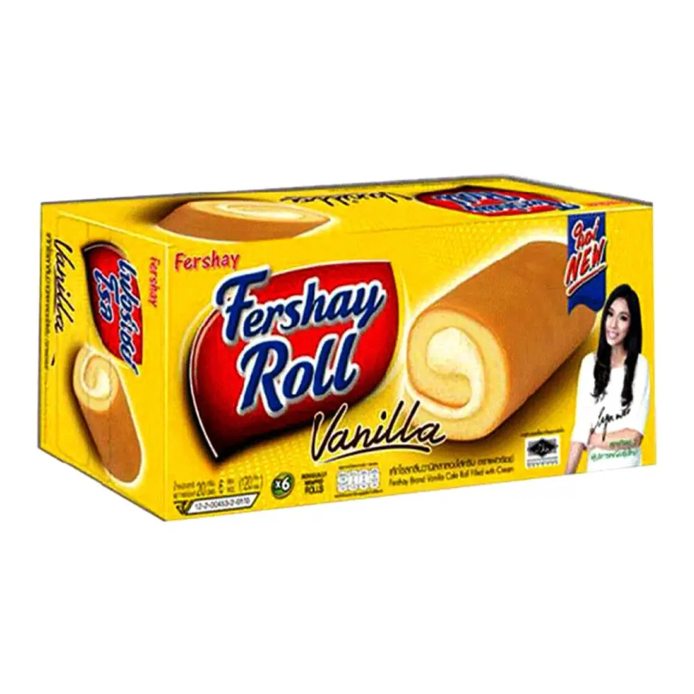 Bánh Bông Lan Cuộn Kem Vani, Fershay Roll, Vanilla, 12 Cái (240g) - FERSHAY
