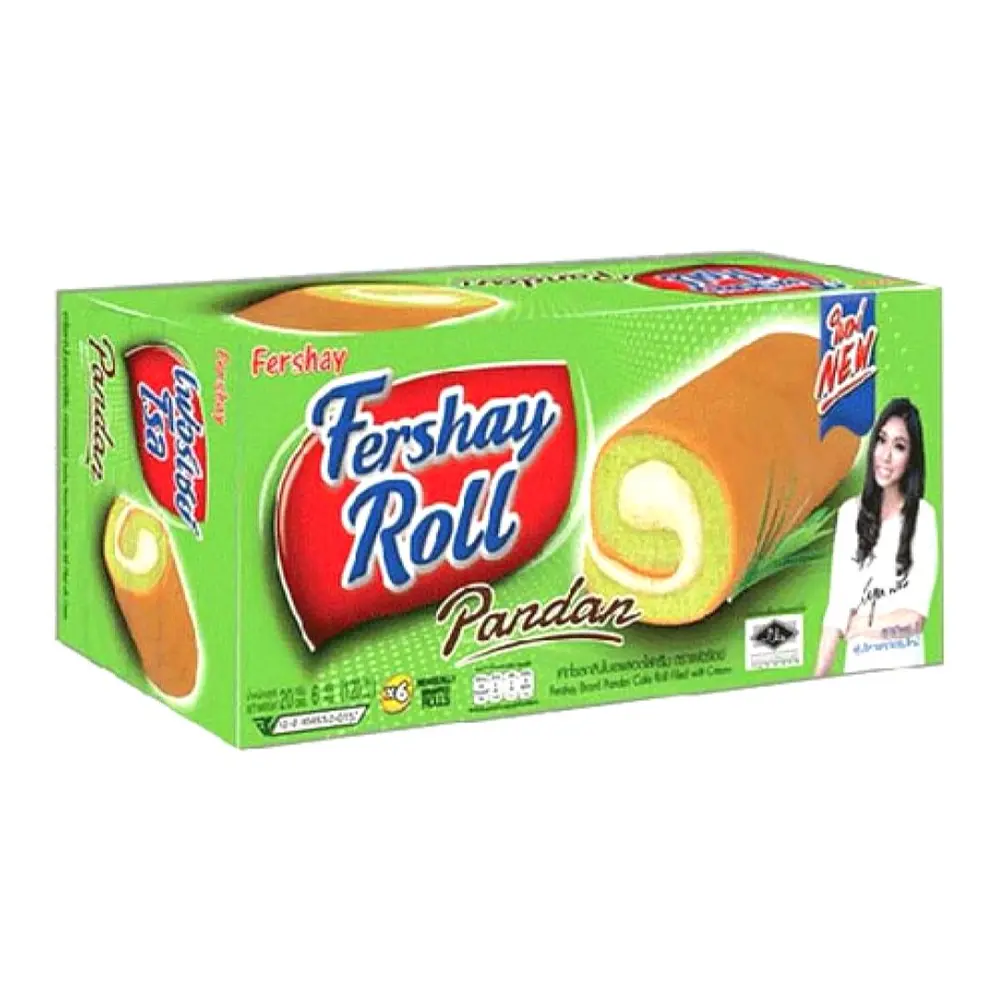 Bánh Bông Lan Cuộn Kem Lá Dứa, Fershay Roll, Pandan, 12 Cái (240g) - FERSHAY