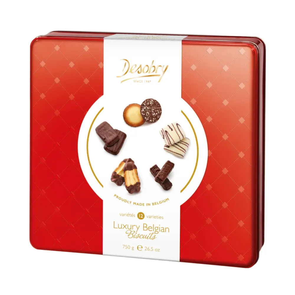 Bánh Quy Tổng Hợp 12 Loại (Đỏ), Luxury Belgian Biscuits, 26.5 oz (750g) - DESOBRY