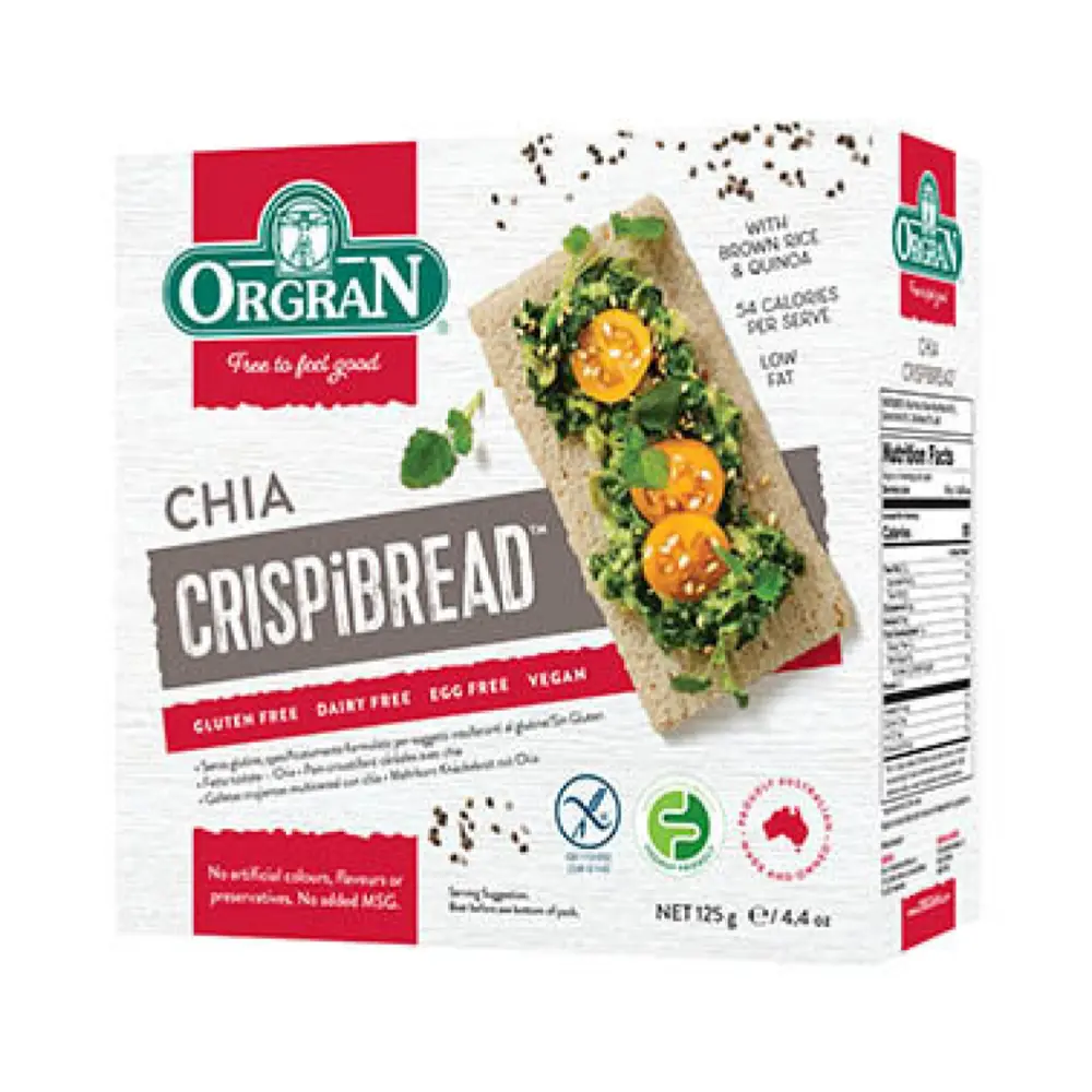 Bánh Hạt Chia Giòn, Chia Crispibread, 4.4 oz (125g) - ORGRAN