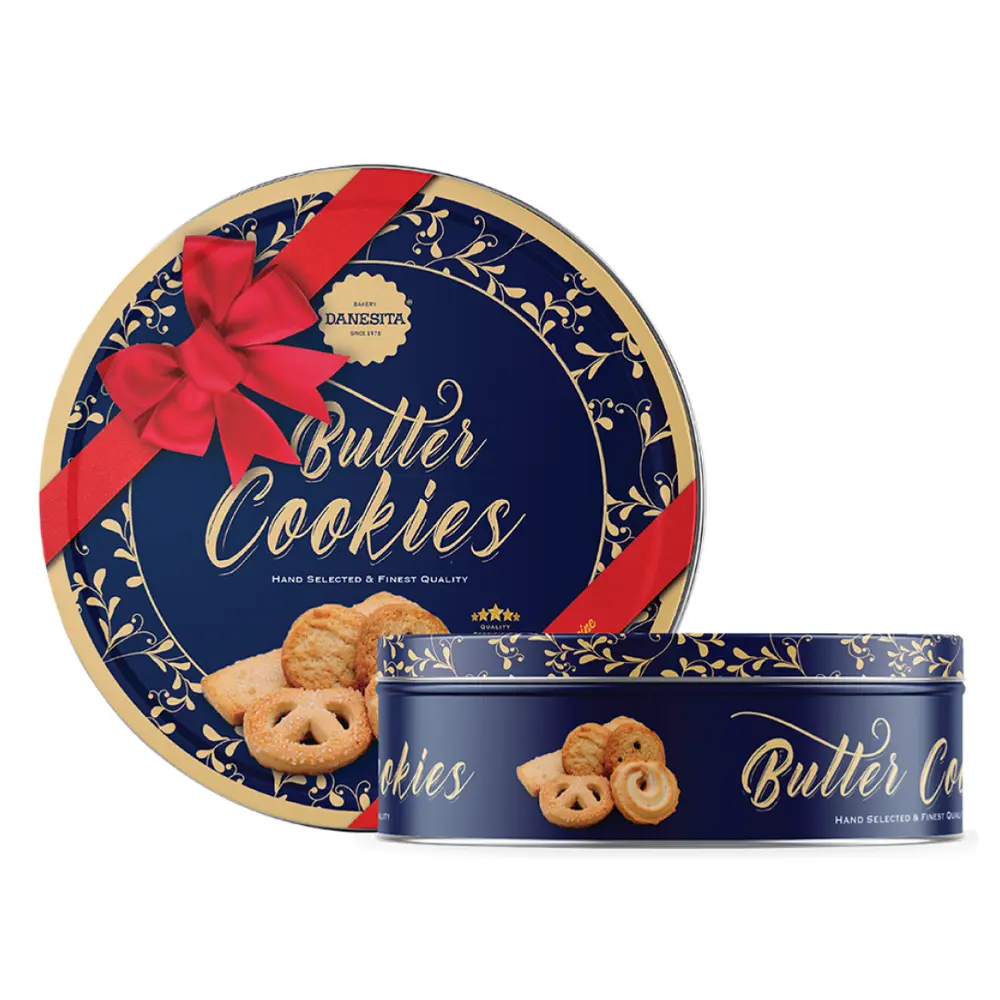Bánh Quy Bơ Hộp Thiếc Nơ Đỏ, Butter Cookies, Red Ribbon (340g) - DANESITA