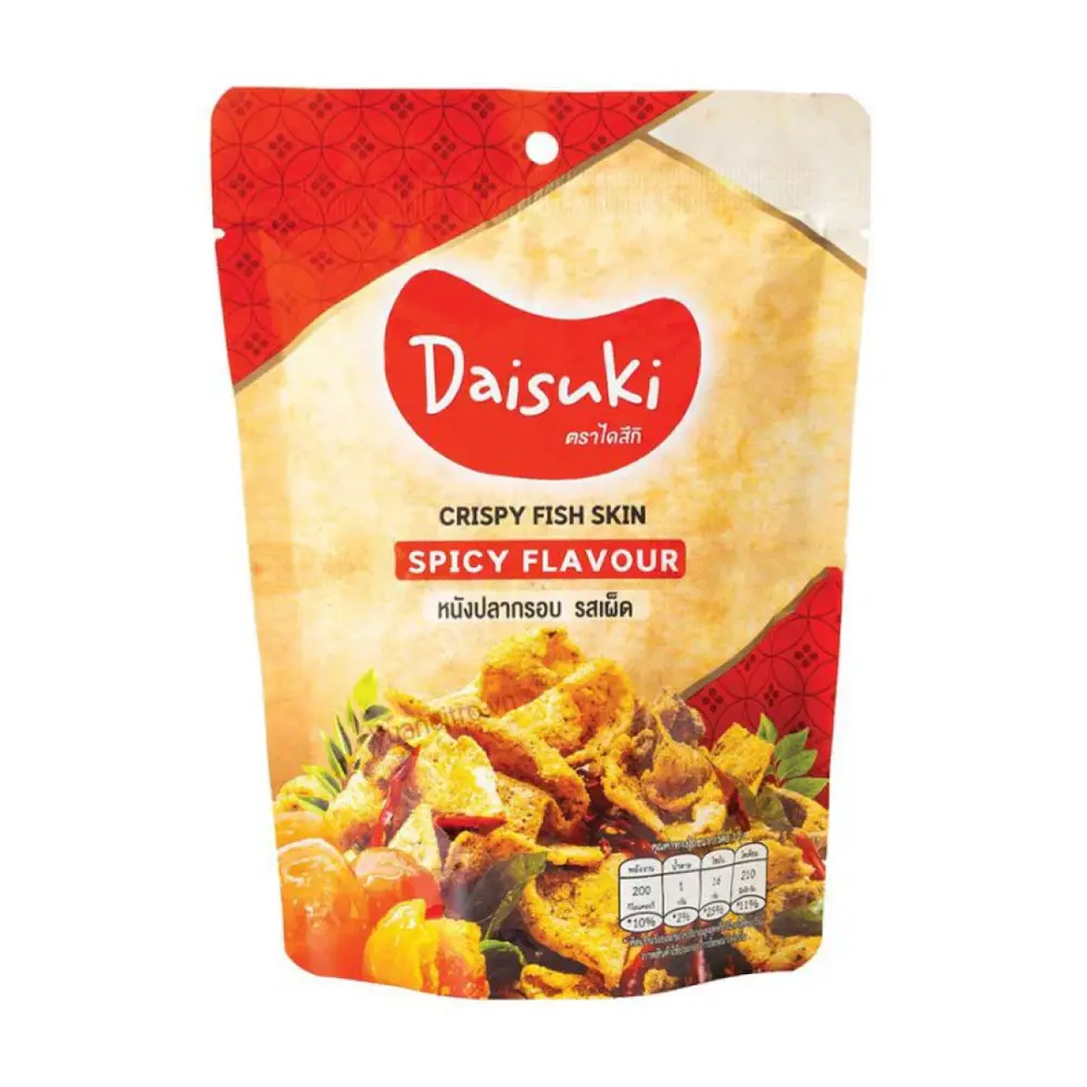 Snack Da Cá Trứng Muối Vị Cay, Salted Egg Crispy Fish Skin, Spicy Flavour (30g) - DAISUKI