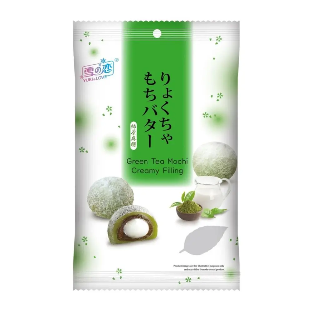 Bánh Mochi Nhân Kem Vị Trà Xanh, Green Tea Mochi Creamy Filling (120g) - YUKI & LOVE