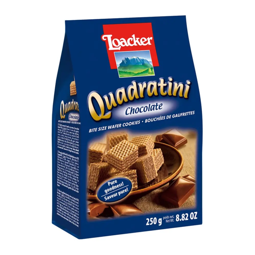 Bánh Xốp Socola, Quadratini, Chocolate, Bite Size Wafer Cookies, 8.82 oz (250g) - LOACKER